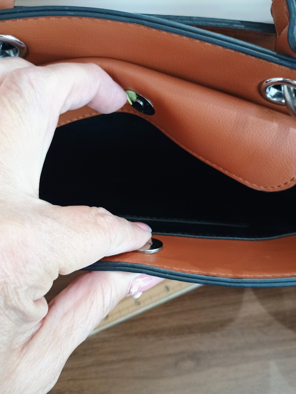 Tan Structured Mini Top-Handle Bag - Picture 7 of 10